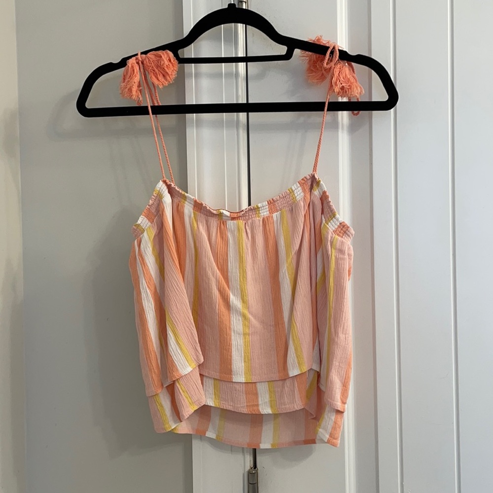 BB Dakota Striped Crop Top - Orange and Yellow